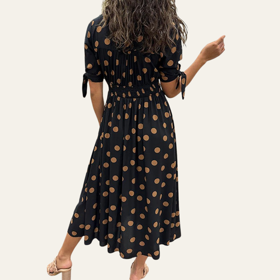The Jessy | Elegant Polka Dot V-Neck Dress