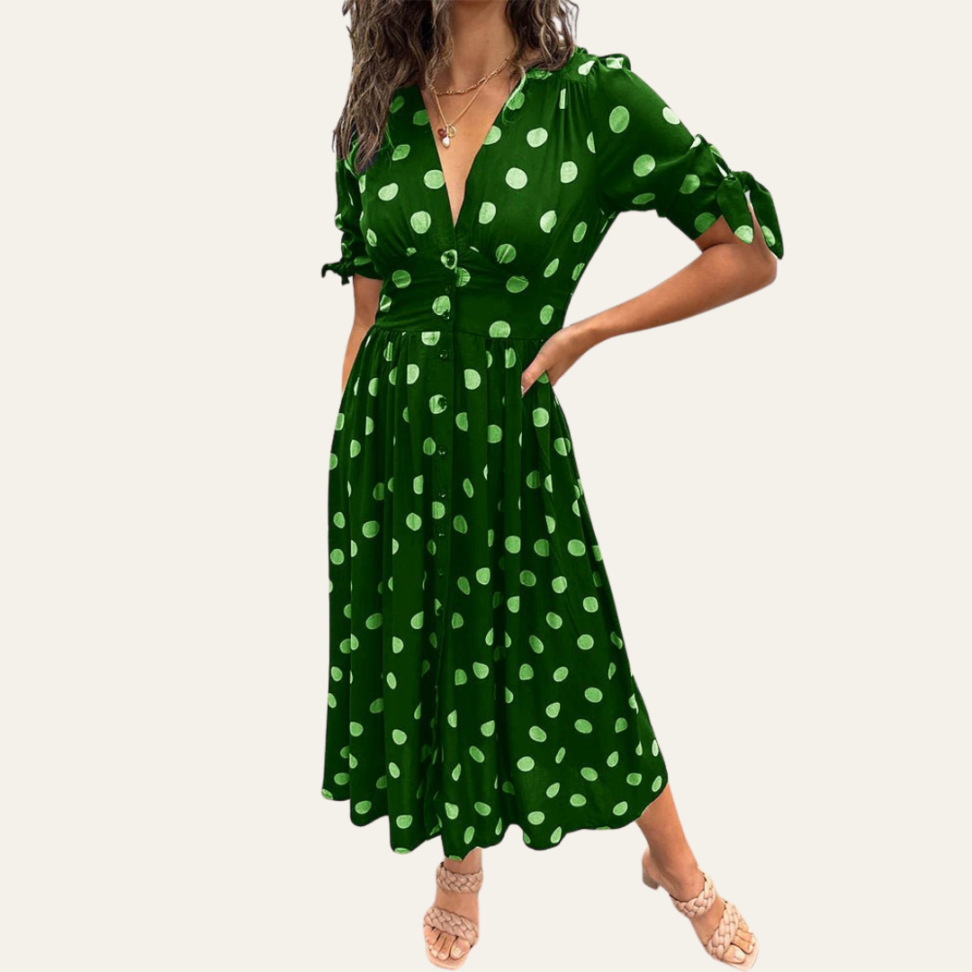 The Jessy | Elegant Polka Dot V-Neck Dress