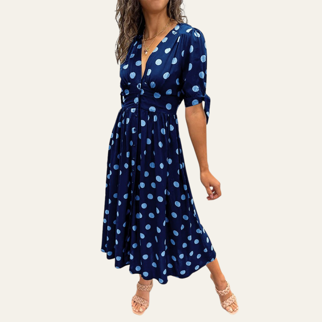 The Jessy | Elegant Polka Dot V-Neck Dress