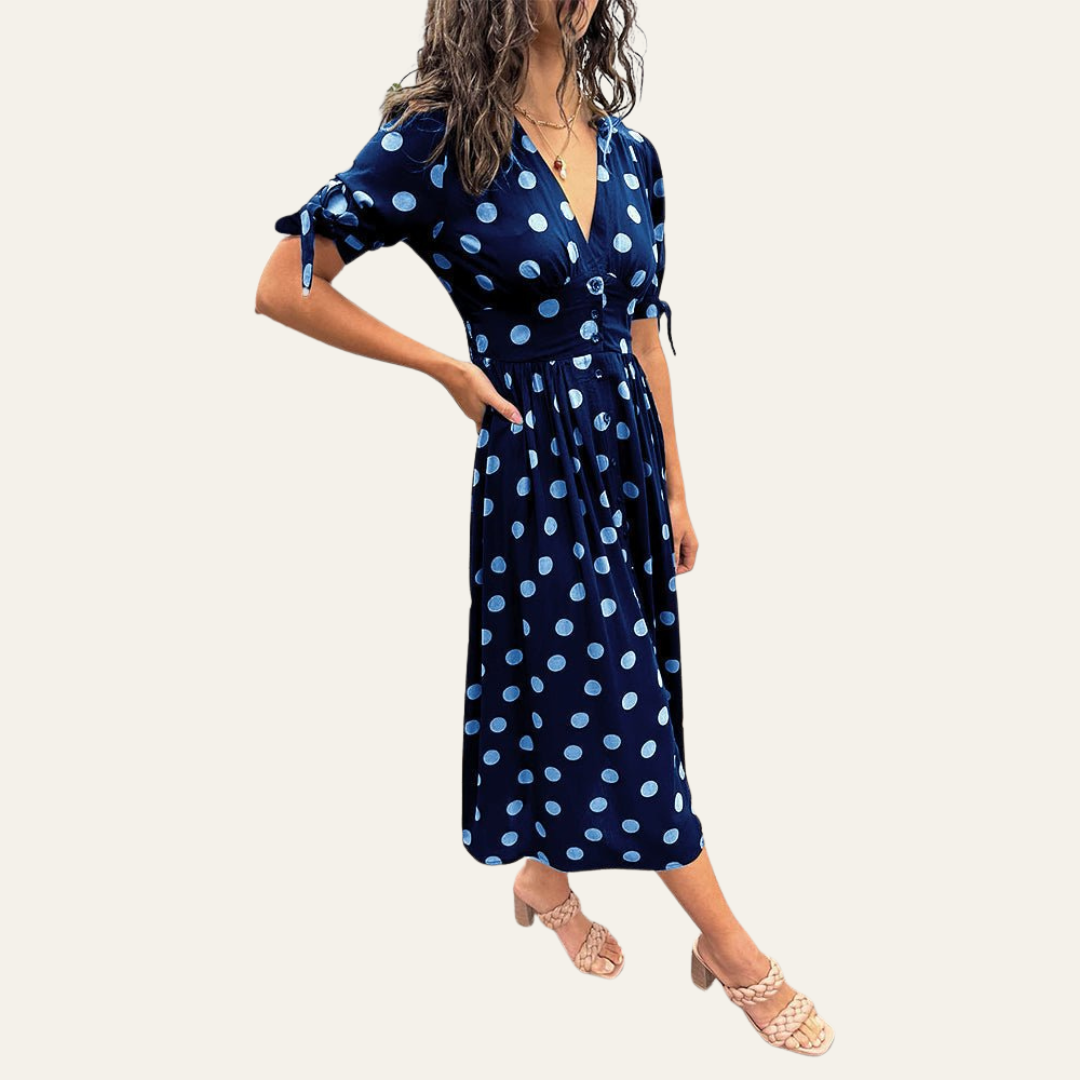 The Jessy | Elegant Polka Dot V-Neck Dress