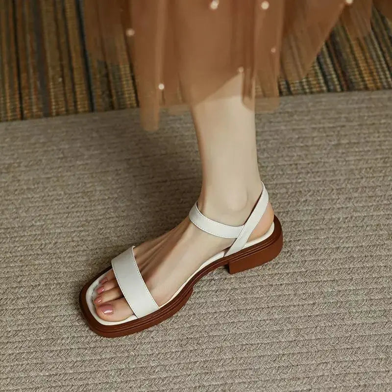 Paige – Minimal Leather Strap Sandals