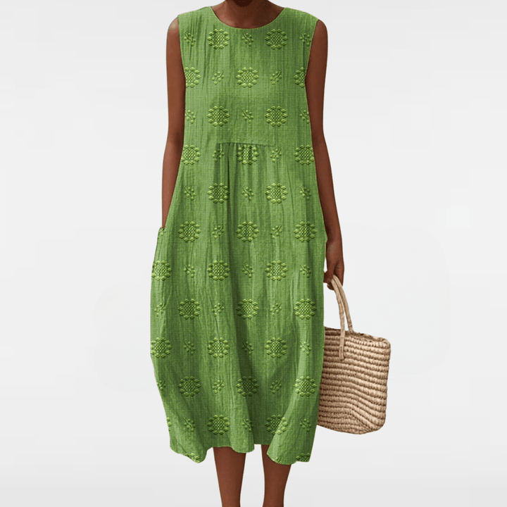 AIZA | COMFORTABLE SLEEVELES POCKET DRESS