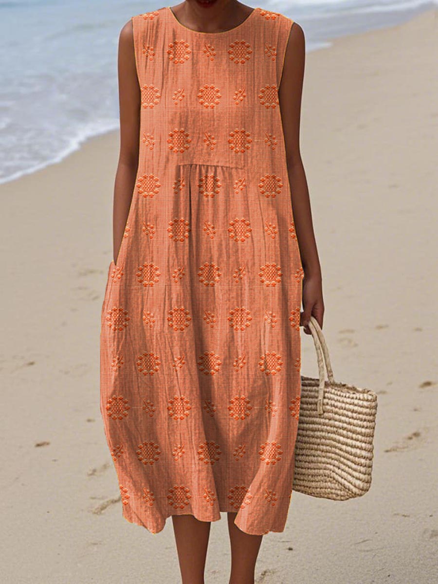 AIZA | COMFORTABLE SLEEVELES POCKET DRESS