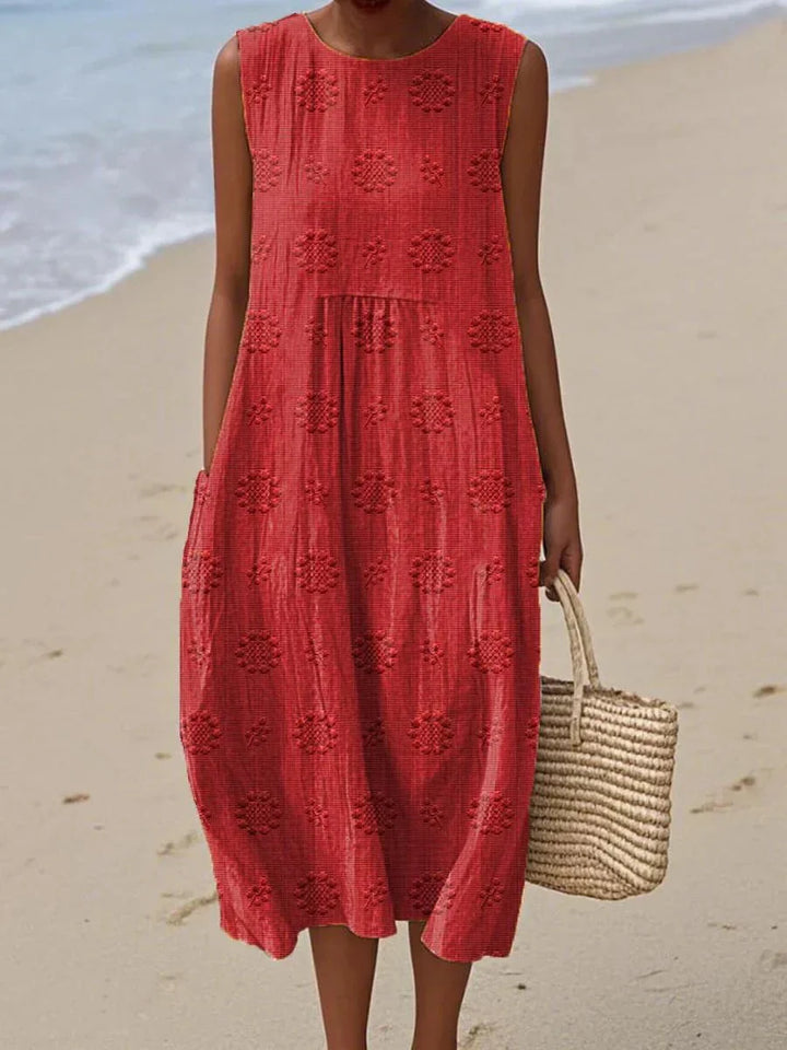 AIZA | COMFORTABLE SLEEVELES POCKET DRESS