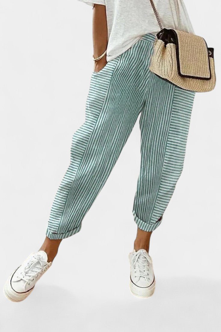Alba Striped Linen-Blend Pants