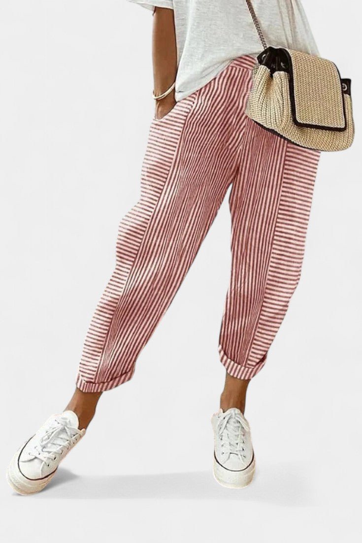 Alba Striped Linen-Blend Pants