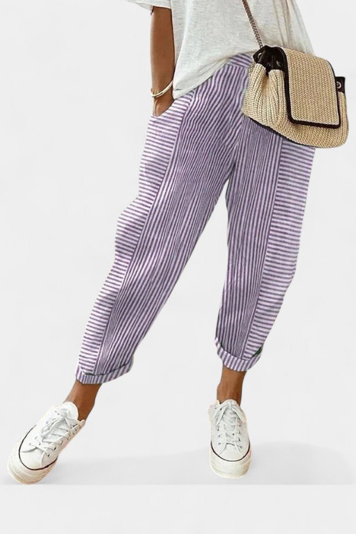 Alba Striped Linen-Blend Pants