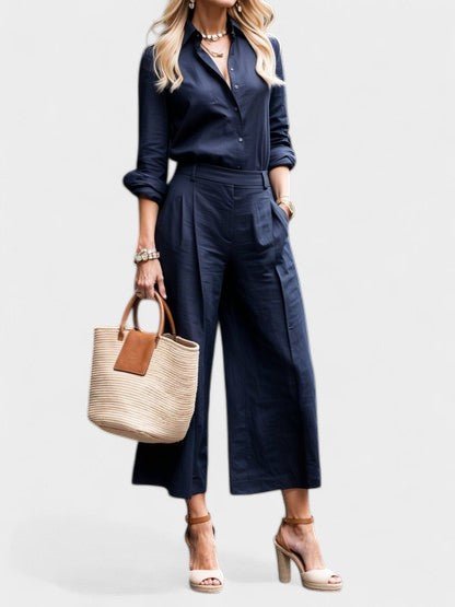 Celeste | Wide-Leg Linen Pants & Shirt Set
