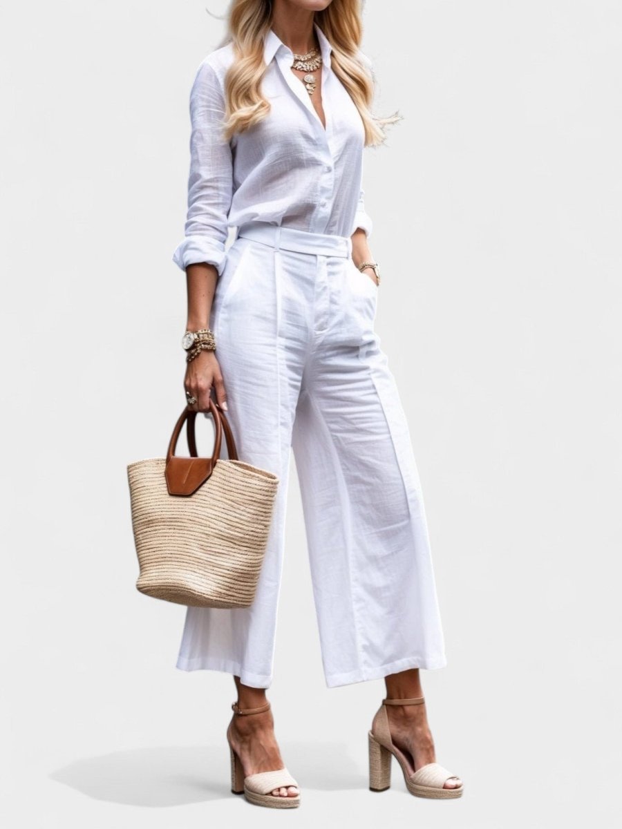 Celeste | Wide-Leg Linen Pants & Shirt Set