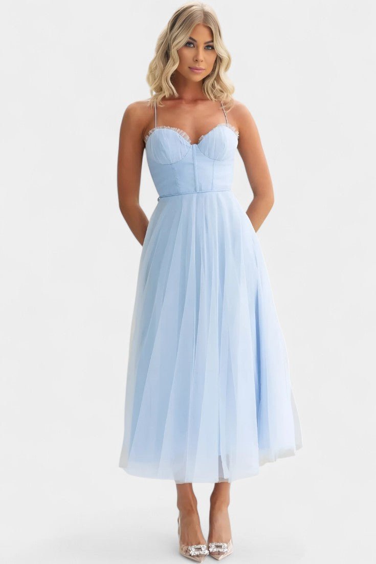 Eileen | Corset Tulle Midi Dress