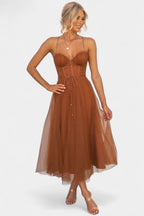 Eileen | Corset Tulle Midi Dress