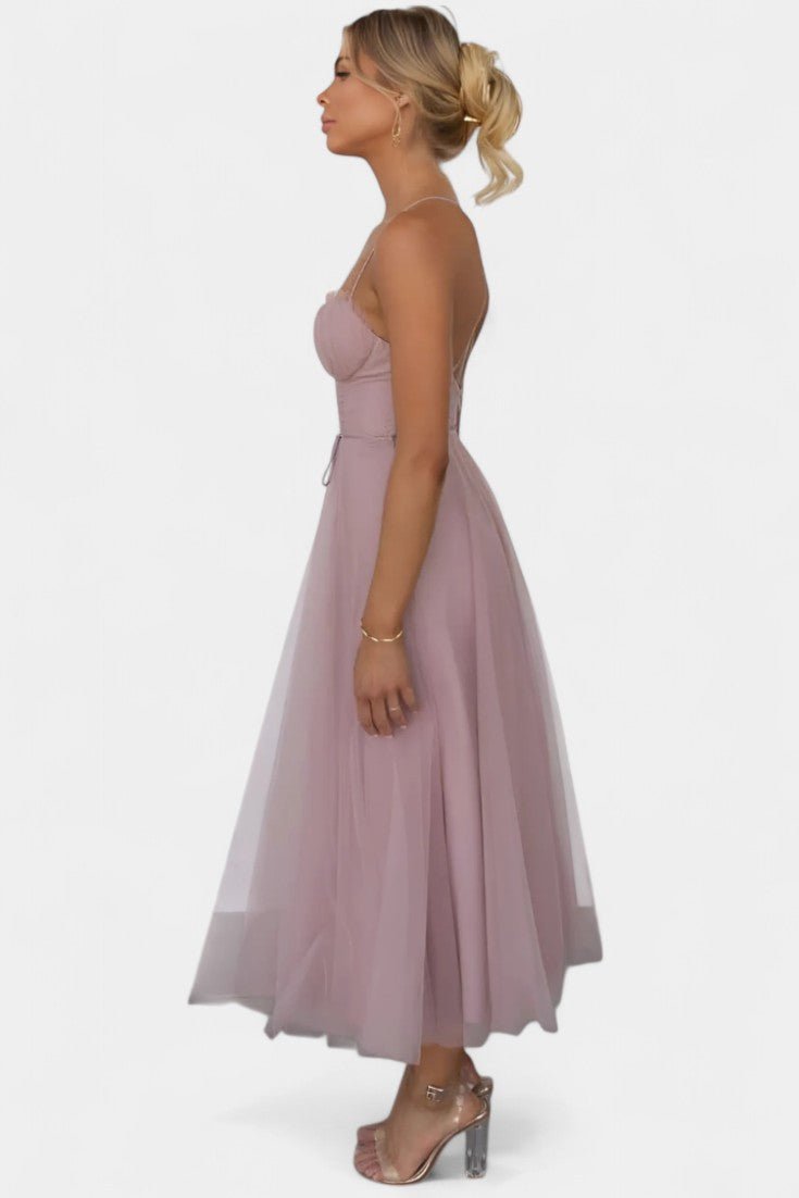 Eileen | Corset Tulle Midi Dress