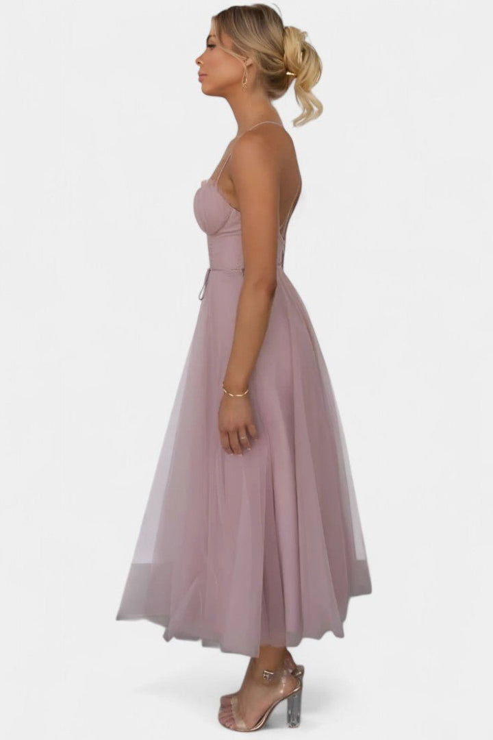 Eileen | Corset Tulle Midi Dress