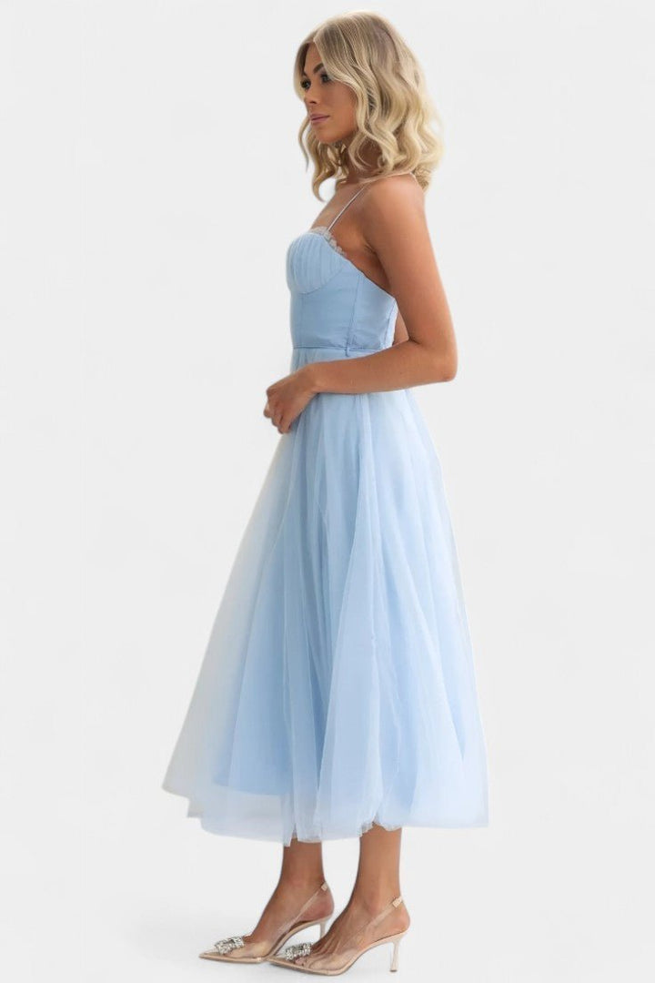 Eileen | Corset Tulle Midi Dress