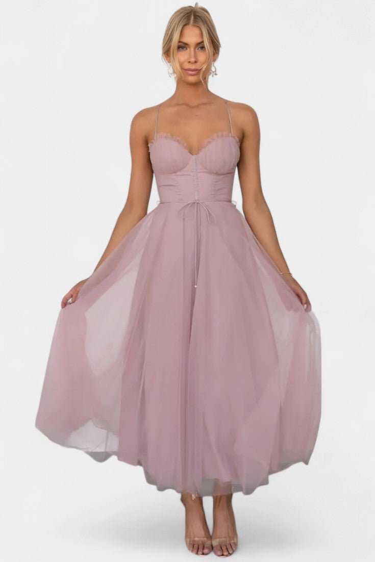Eileen | Corset Tulle Midi Dress