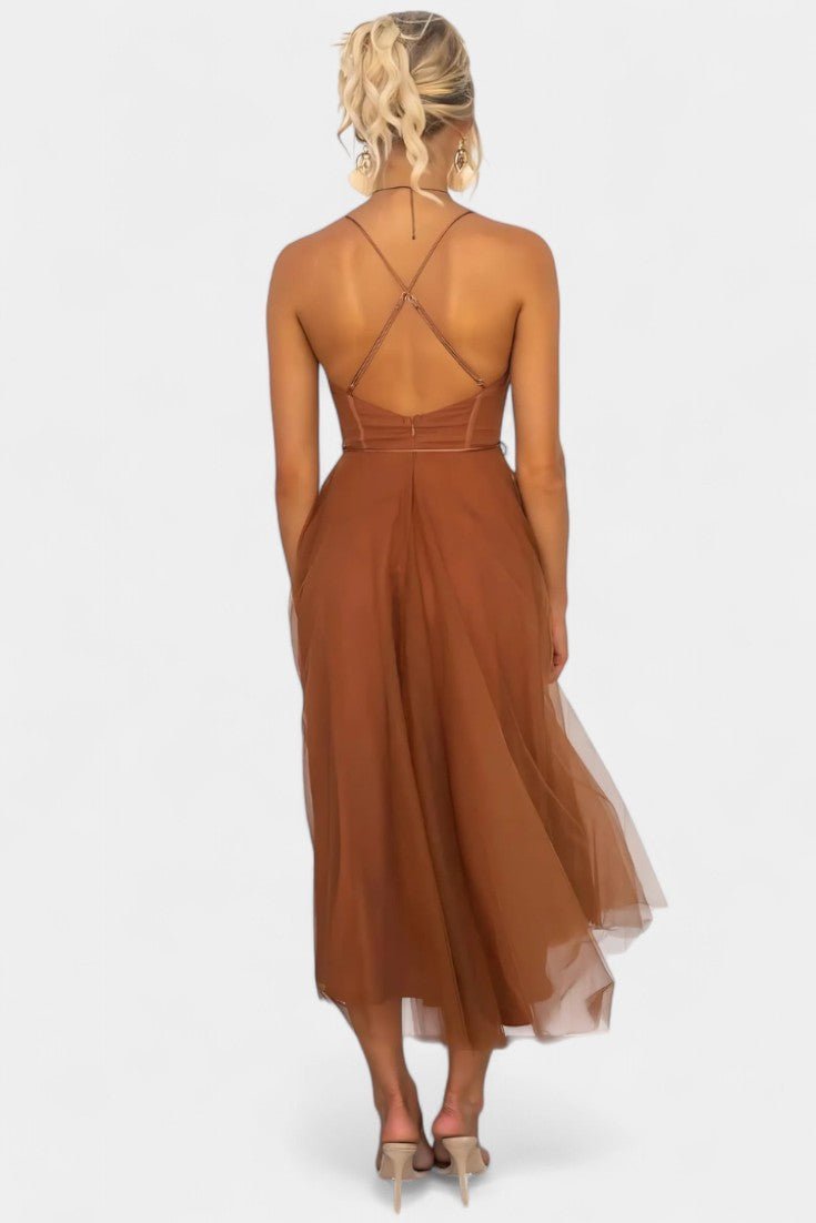 Eileen | Corset Tulle Midi Dress