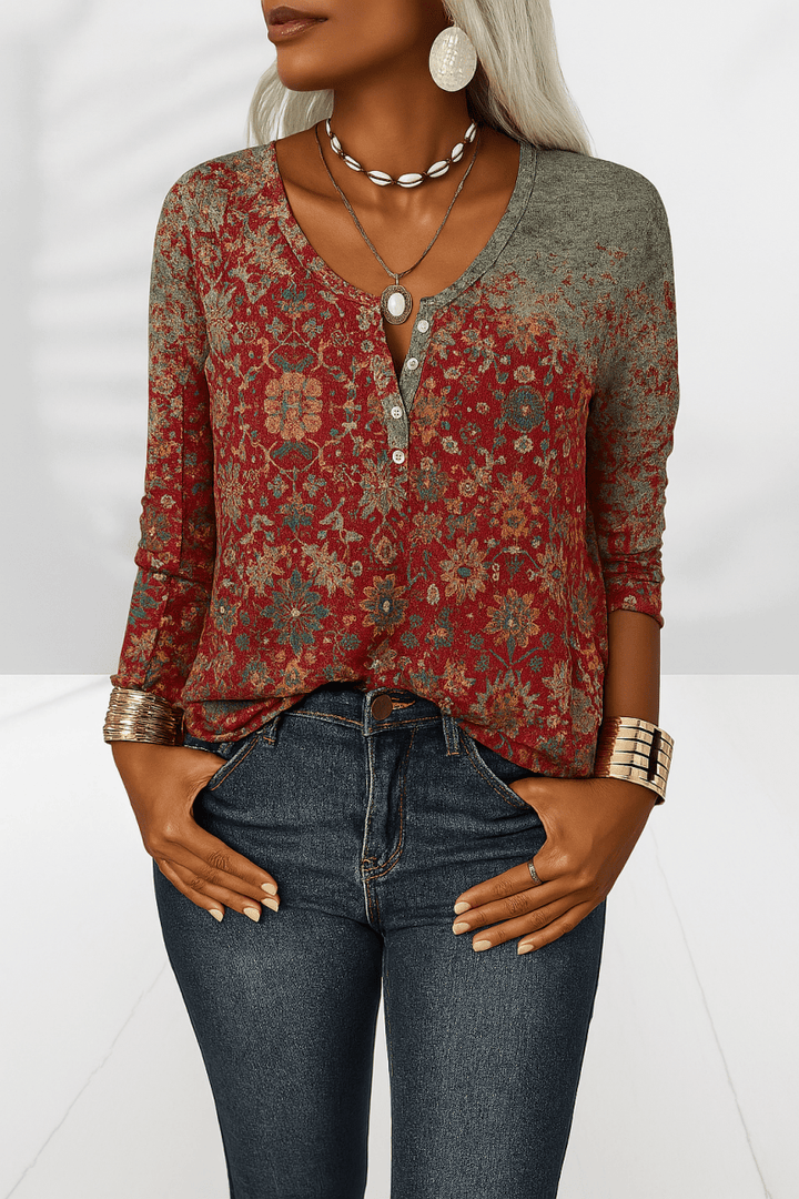 FLEXIA | LONG SLEEVED FLORAL BLOUSE