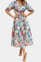 Georgina | V-Neck Floral Midi Dress