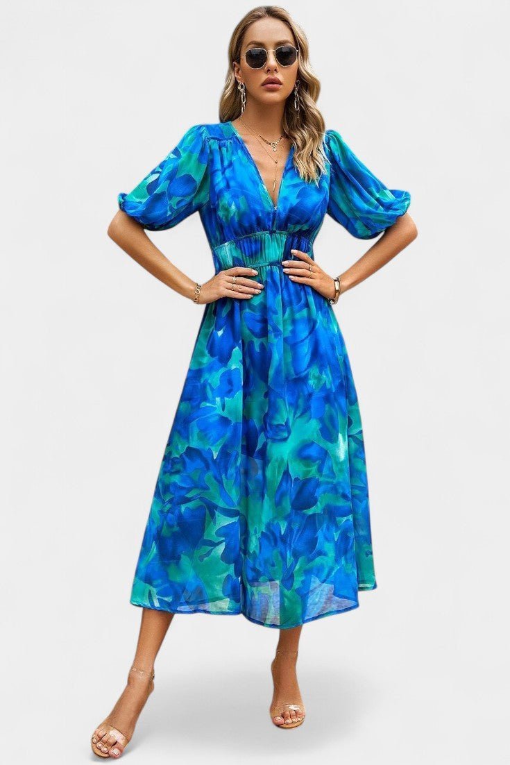 Georgina | V-Neck Floral Midi Dress