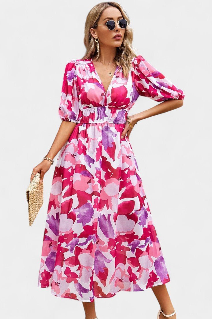 Georgina | V-Neck Floral Midi Dress