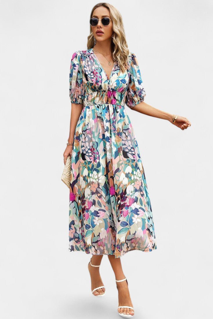 Georgina | V-Neck Floral Midi Dress