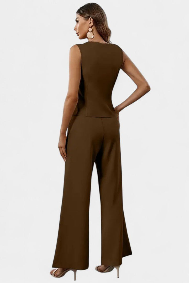 Heskia | Sleeveless Waistcoat & Wide-Leg Pants Set