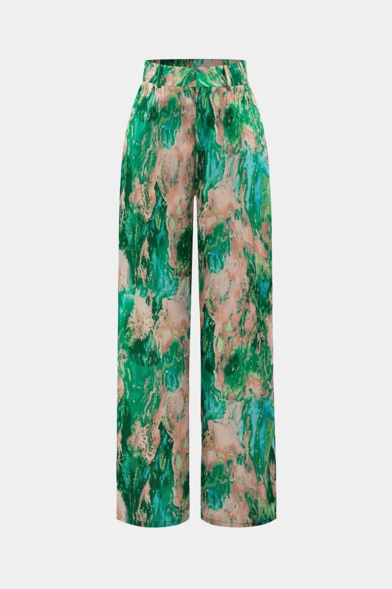 Inna | Marble Print High-Waisted Straight Leg Pants