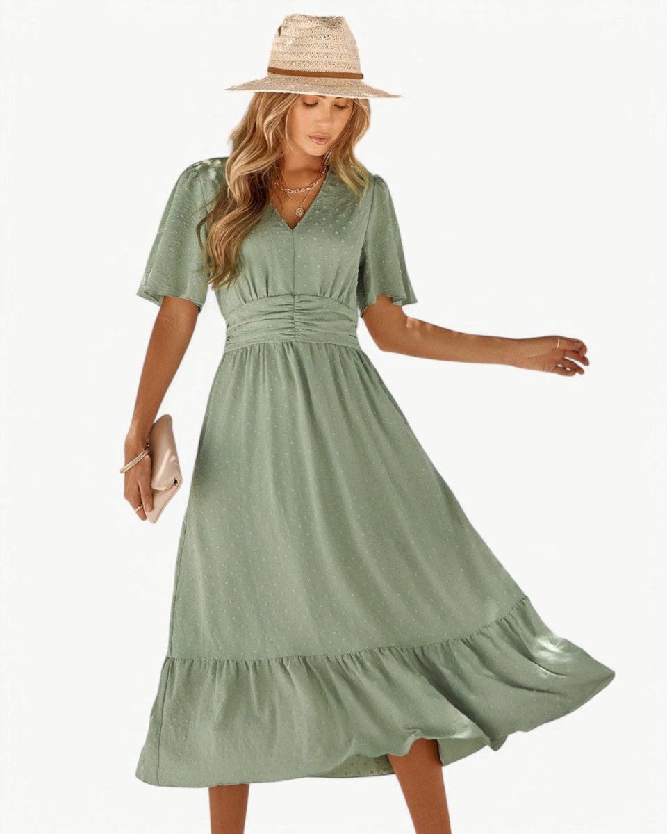 KLARISSE | ELEGANT FLOWY SUMMER V-NECK DRESS