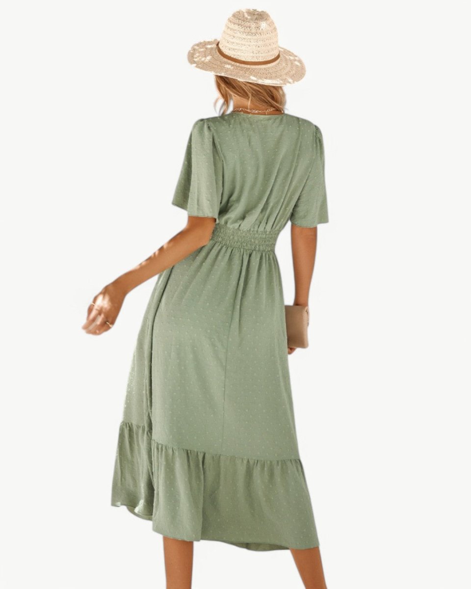 KLARISSE | ELEGANT FLOWY SUMMER V-NECK DRESS