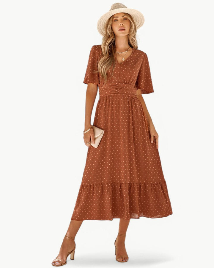KLARISSE | ELEGANT FLOWY SUMMER V-NECK DRESS