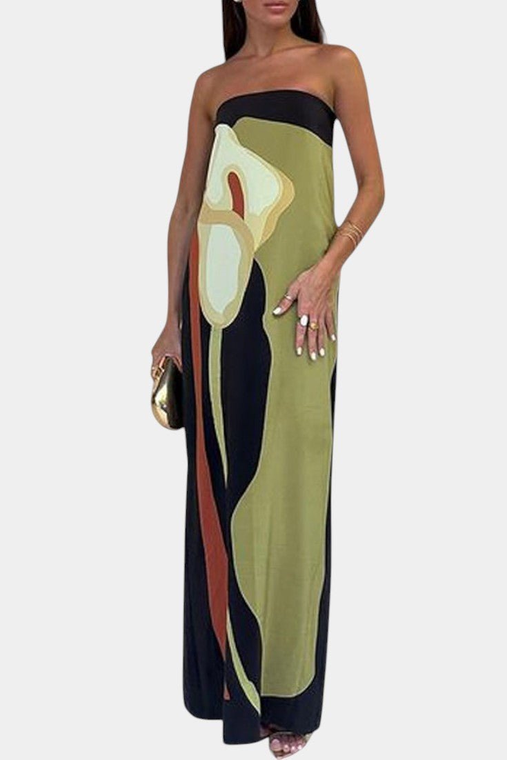 Laura | Strapless Printed Maxi Dress