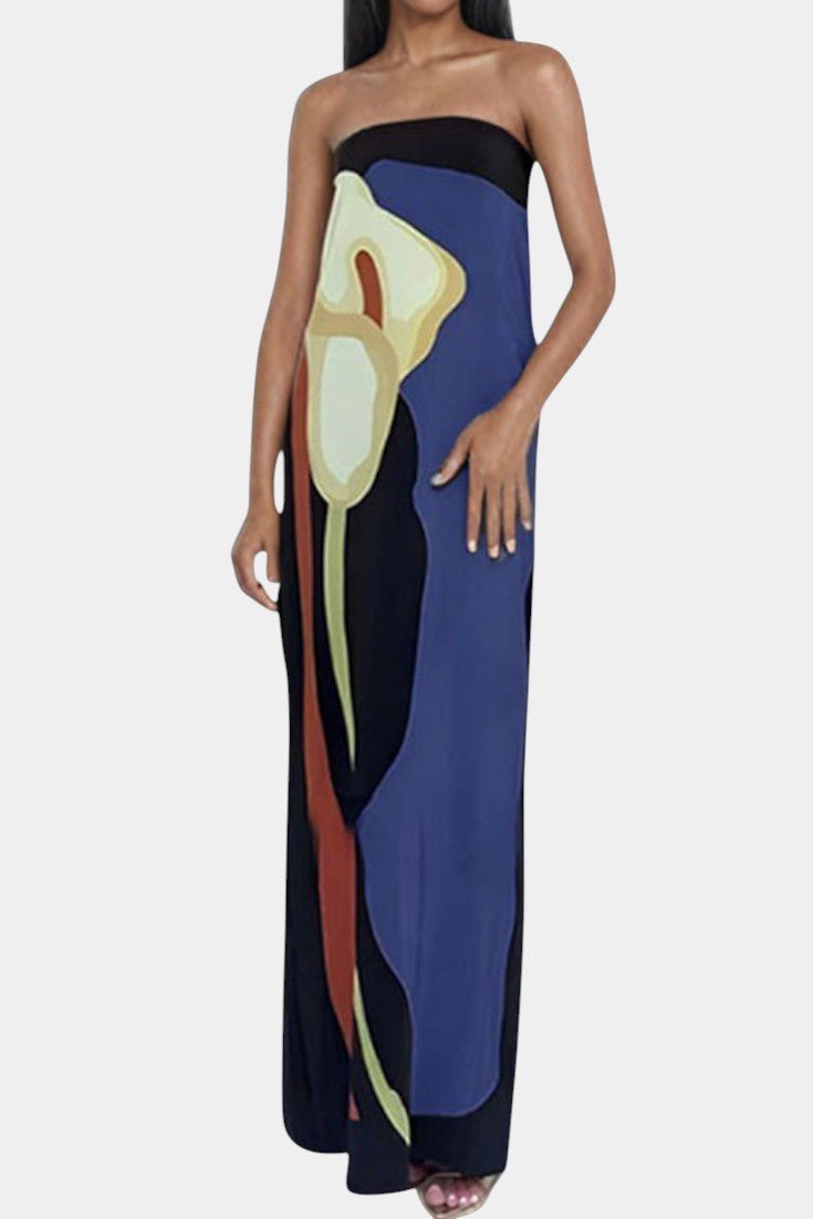 Laura | Strapless Printed Maxi Dress
