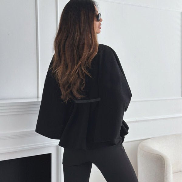 Maëva™ | Belted cape coat with high collar – fluid and assertive silhouette