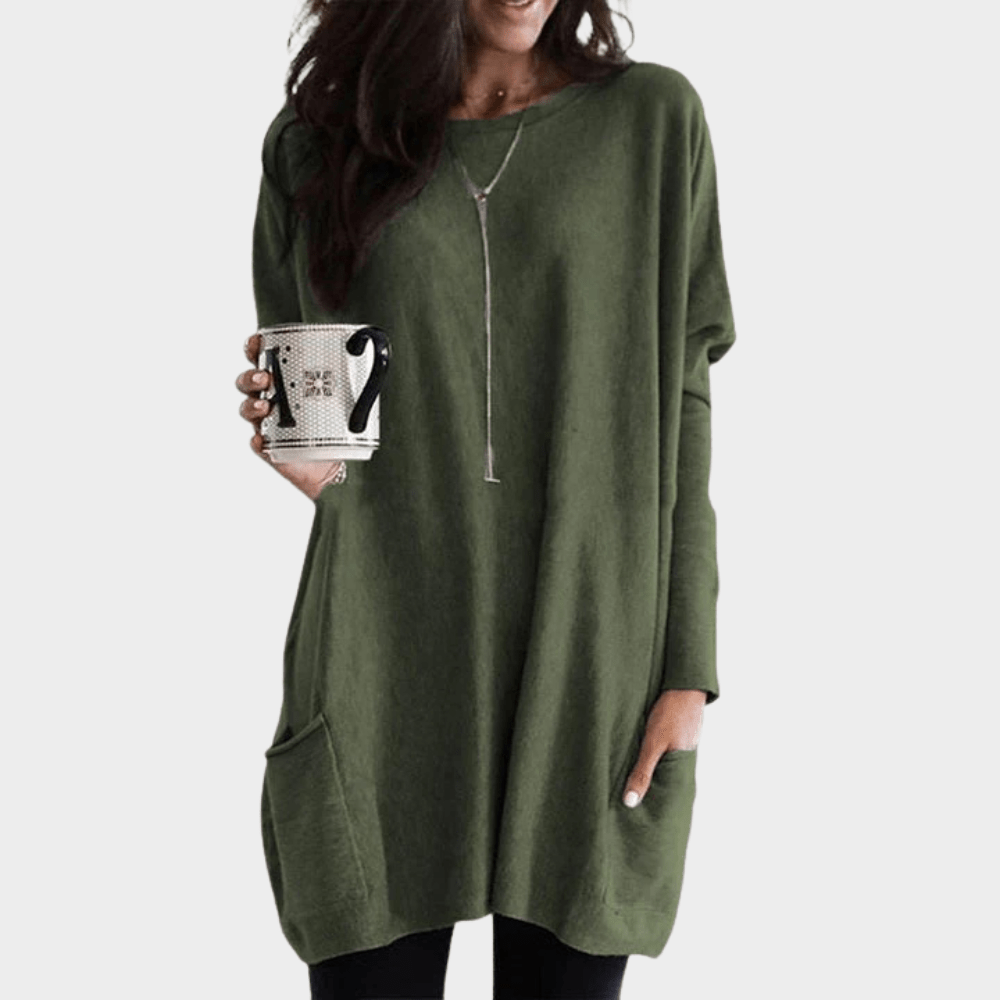 Mia | Long-Sleeved Tummy-Covering Midi Dress