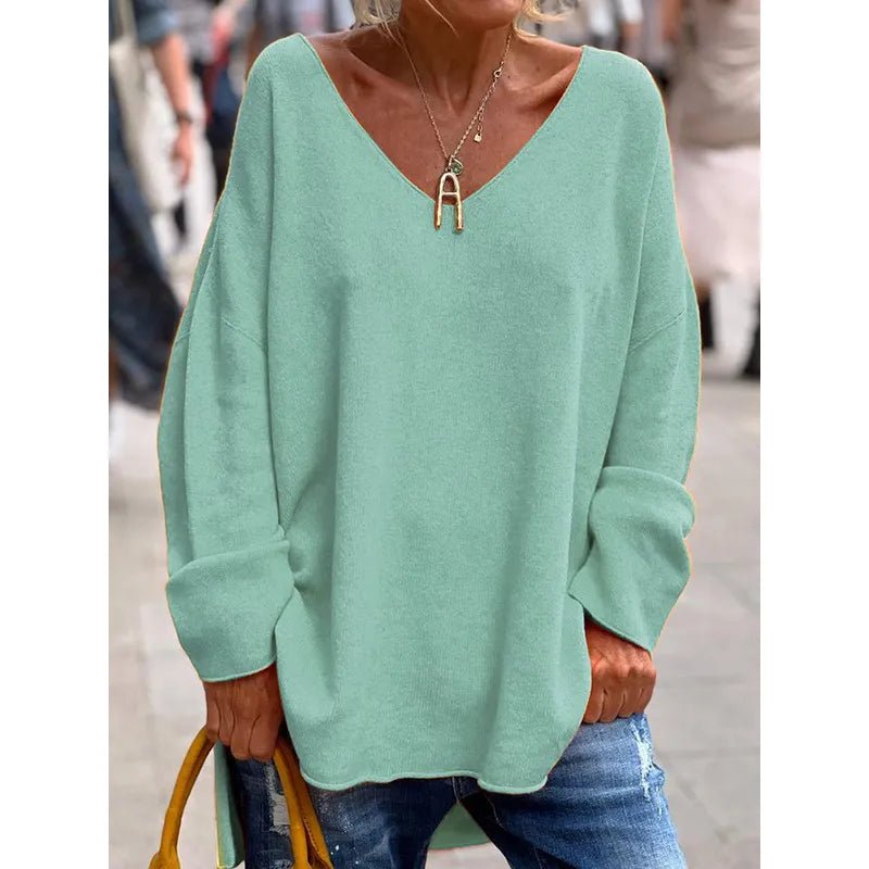 MONICA | ELEGANT LOOSE V NECK BLOUSE