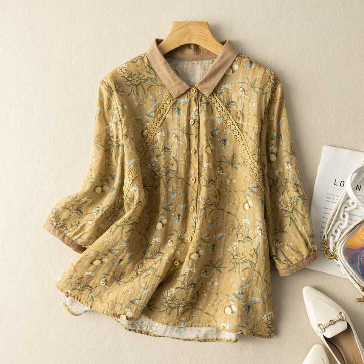 NICOLE | LONG SLEEVED CASUAL LINEN BLOUSE