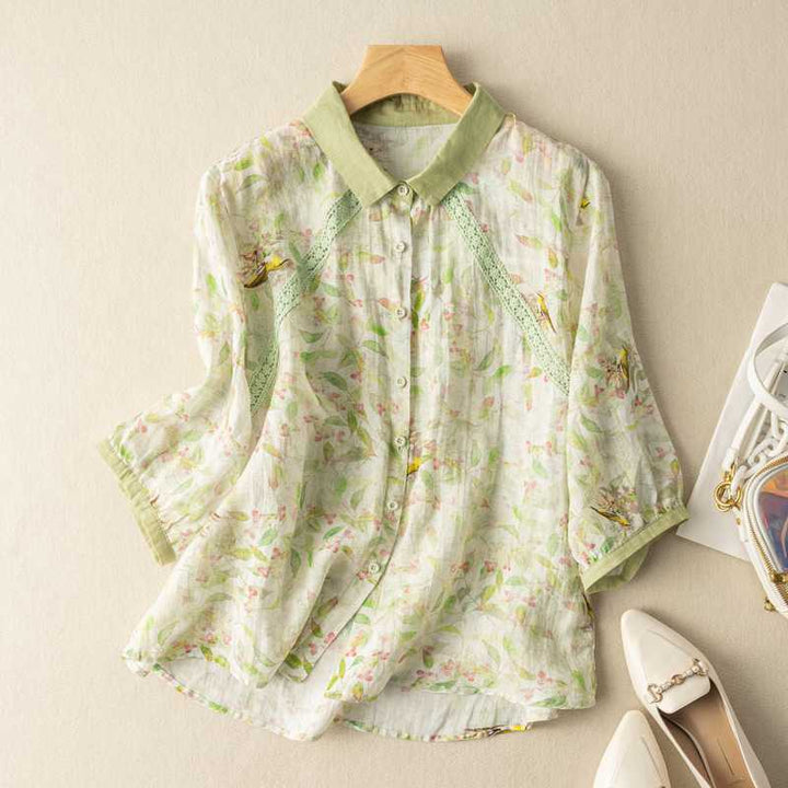 NICOLE | LONG SLEEVED CASUAL LINEN BLOUSE