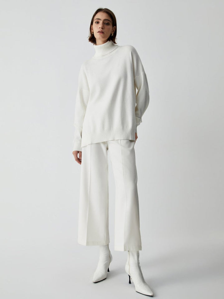 Semi-Sheer Wide Leg Culotte Pants
