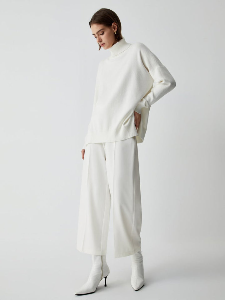 Semi-Sheer Wide Leg Culotte Pants