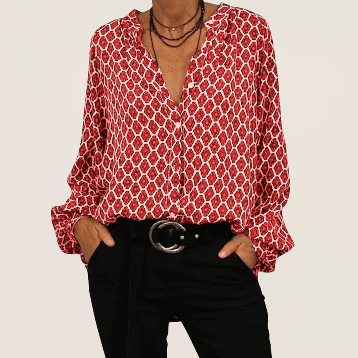 Serelina | Geometric V-Neck Blouse