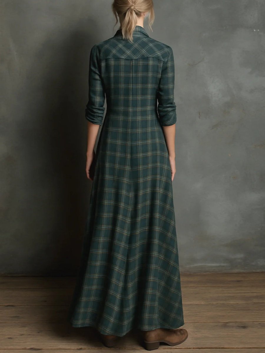 Terra Long Plaid Shirt Dress